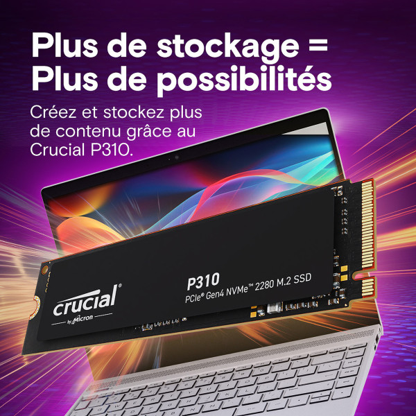 Crucial P310 1TB NVMe M.2 PCIe 4.0 (Sans emballage)