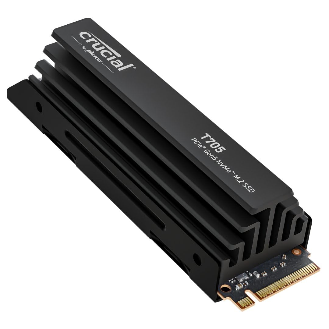 Crucial T705 1TB PCIe Gen5 NVMe M.2 SSD avec dissipateur thermique