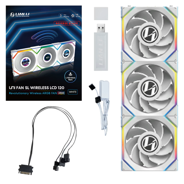 Lian Li UNI Fan SL Wireless LCD Reverse 120 White (Triple Pack)